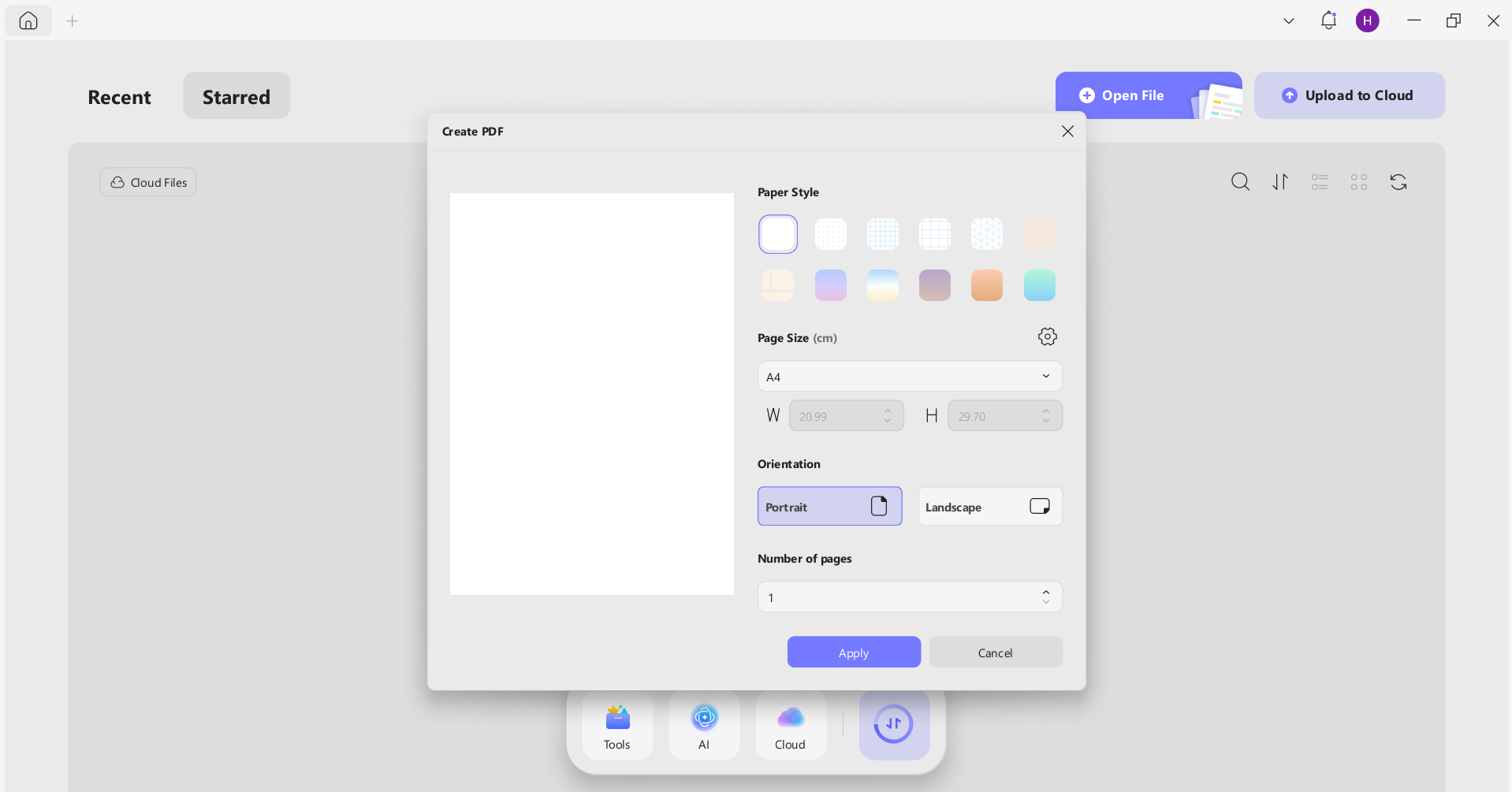 create blank pdf updf 2