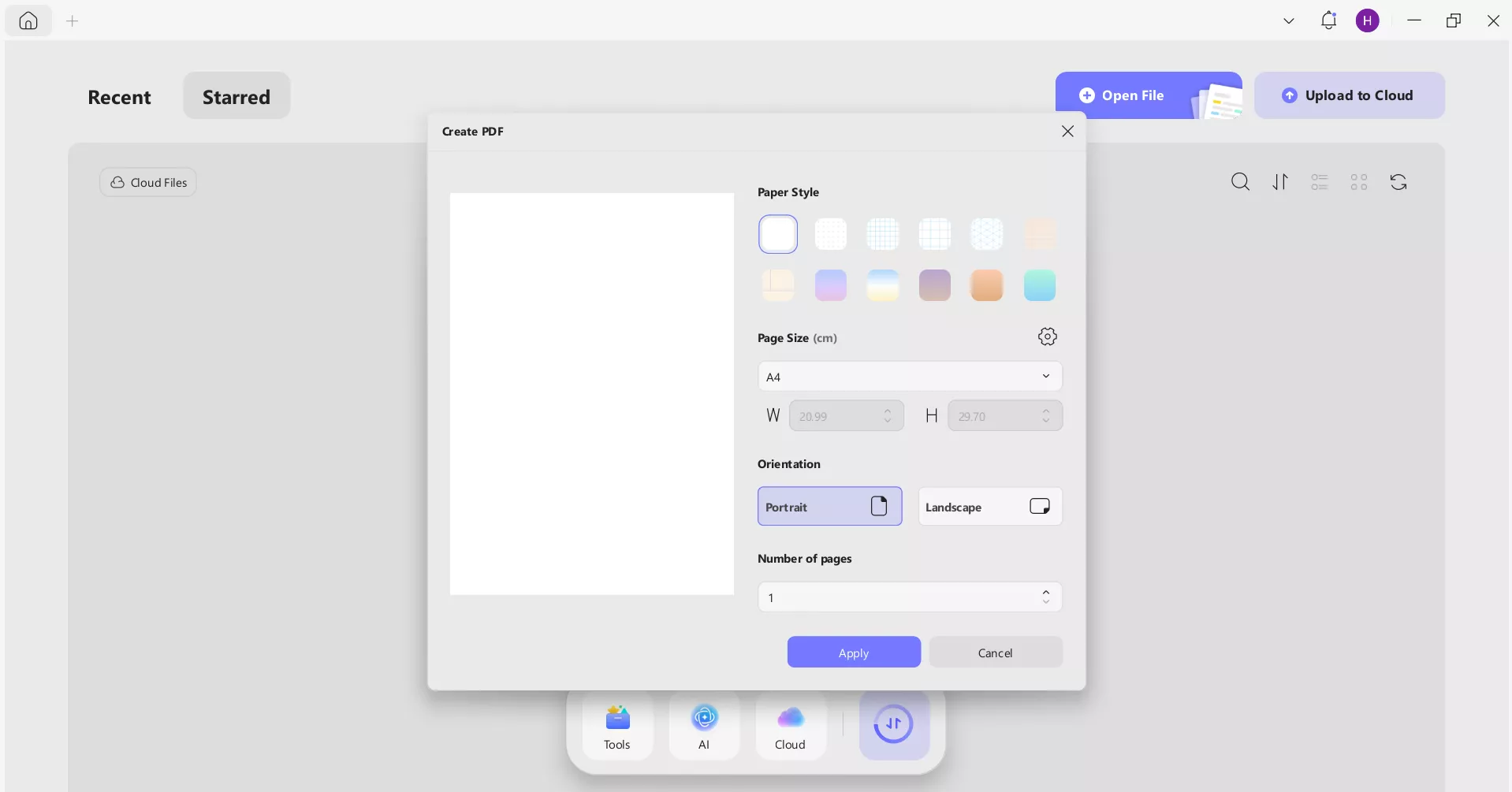 create blank pdf updf 2