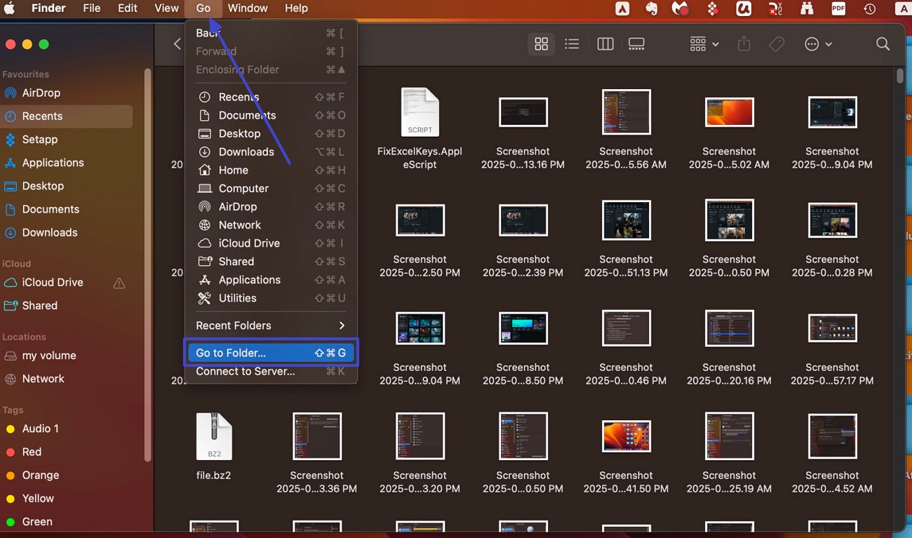 shift go to folder