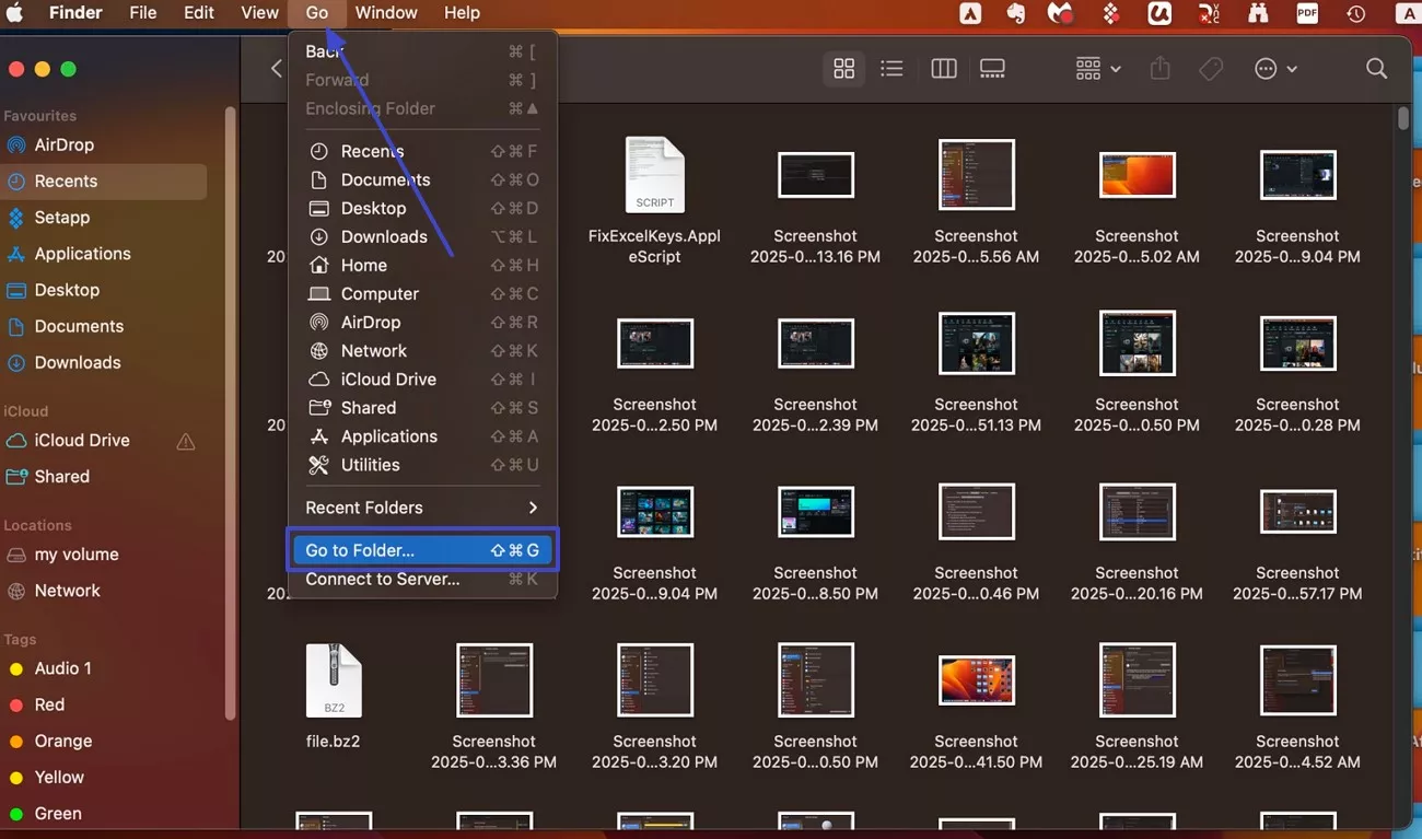 shift go to folder