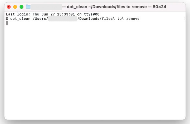 dot clean command on terminal mac