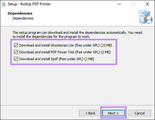 télécharger des fichiers supplémentaires bullzip pdf printer