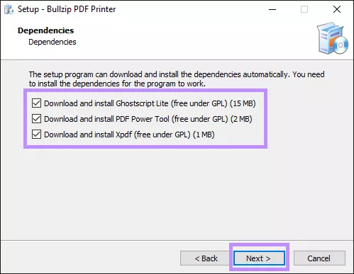 download additional files bullzip pdf printer