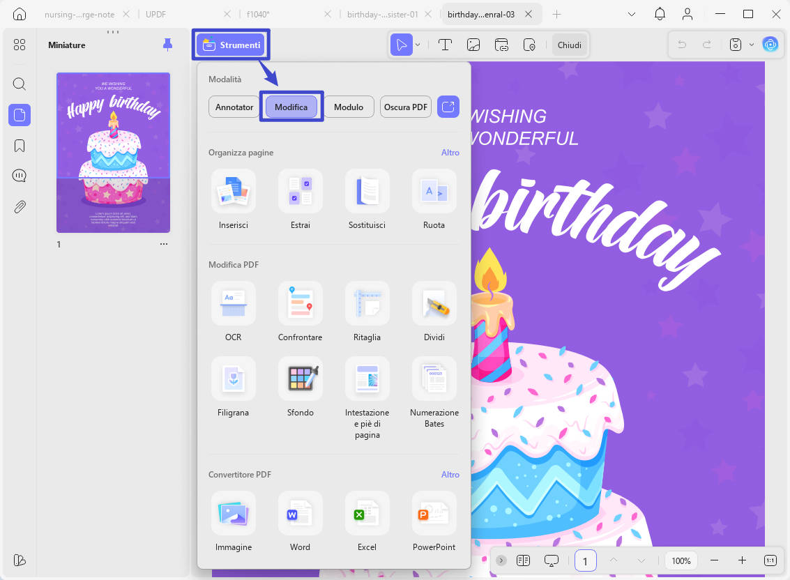 16th birthday wishes replace the sample text with the wish by using UPDF