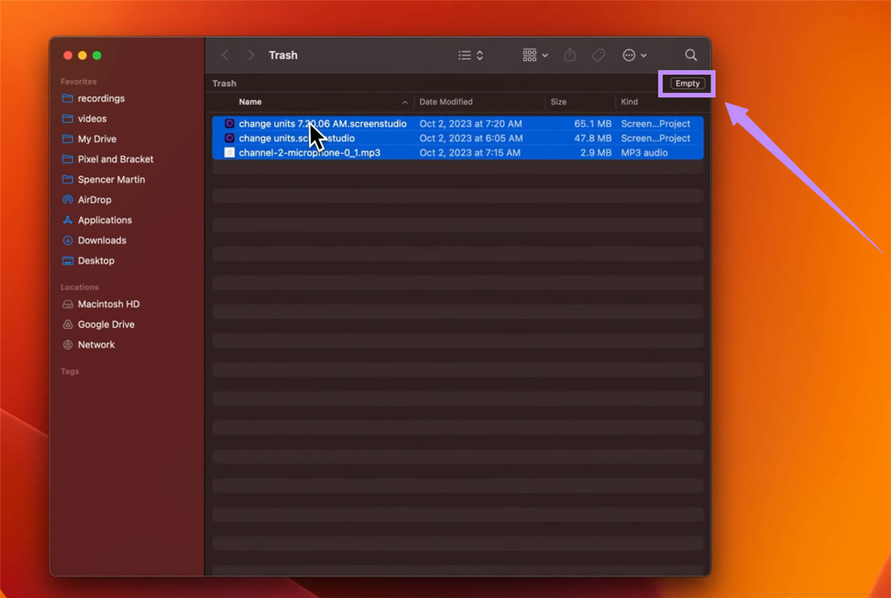 empty trash mac