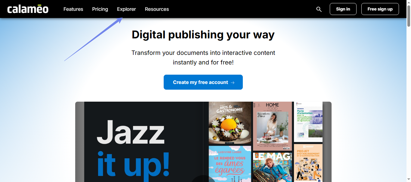 explore and find the document calameo