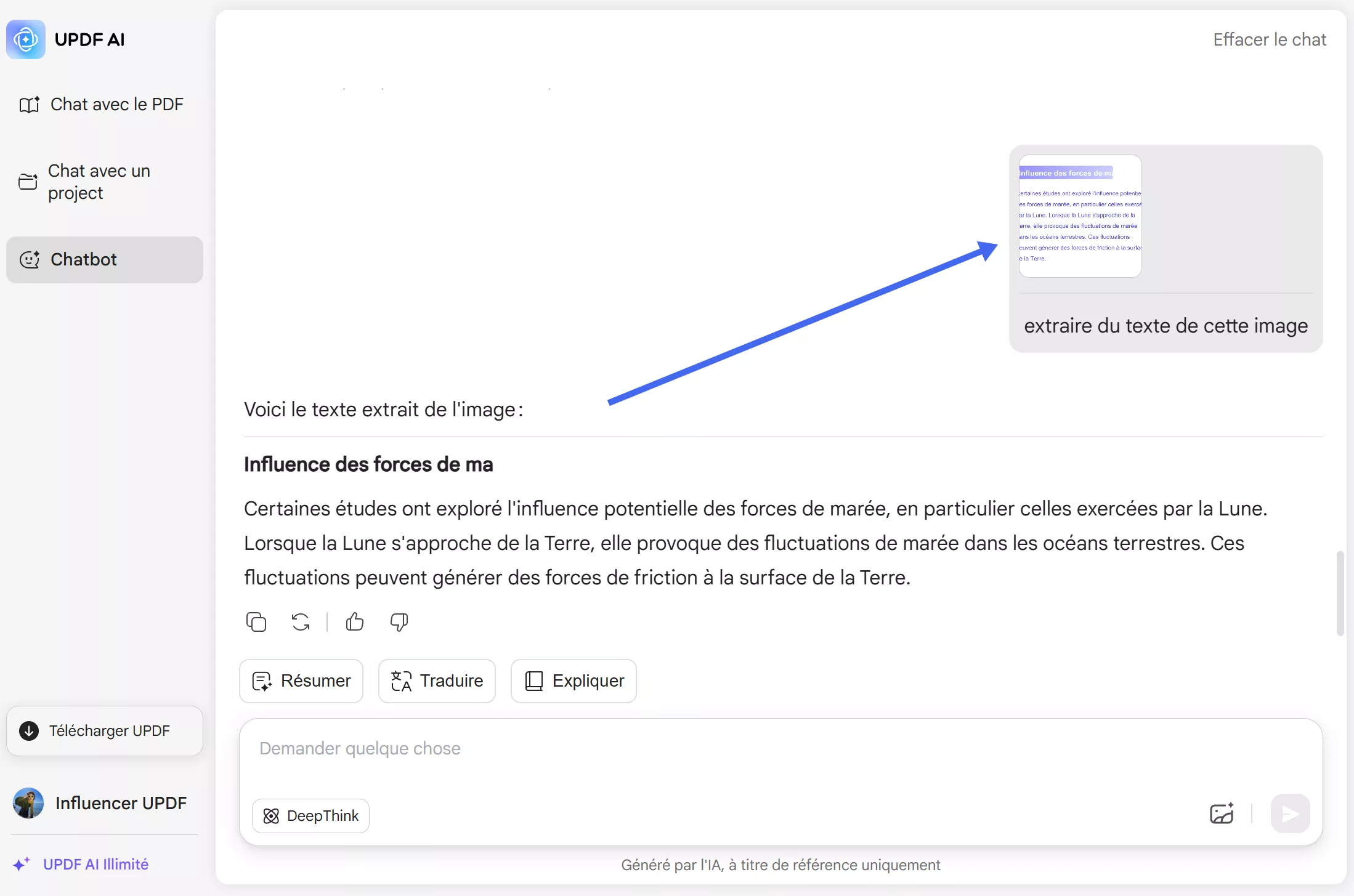 extraire du texte manuscrit avec updf ai en ligne