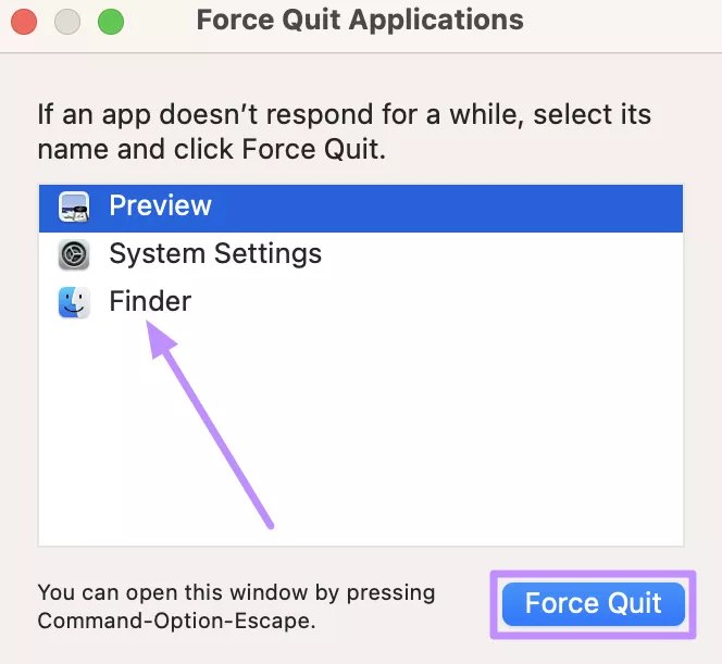 force quit finder app mac