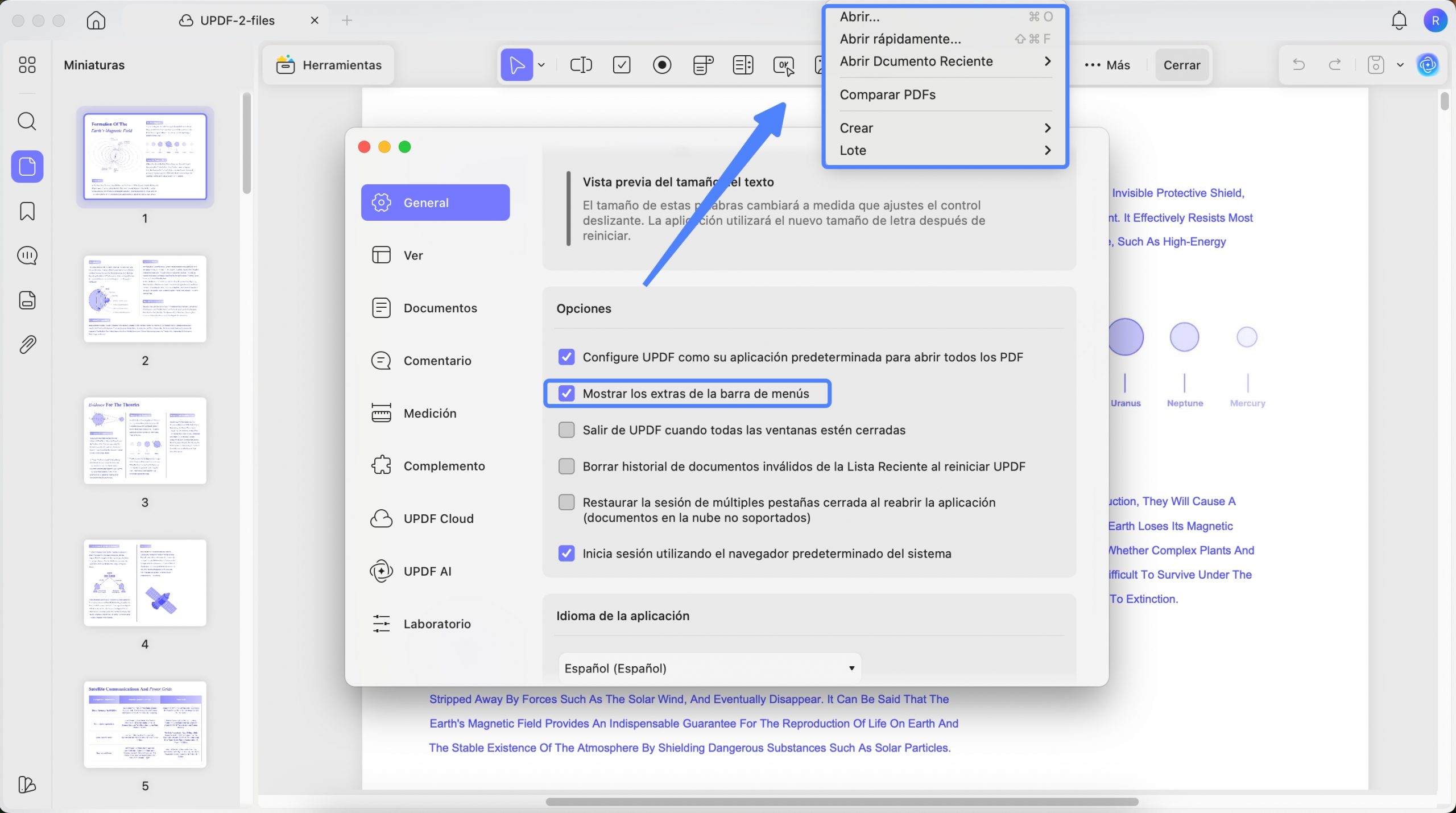 Configuración general para uPDF en Mac