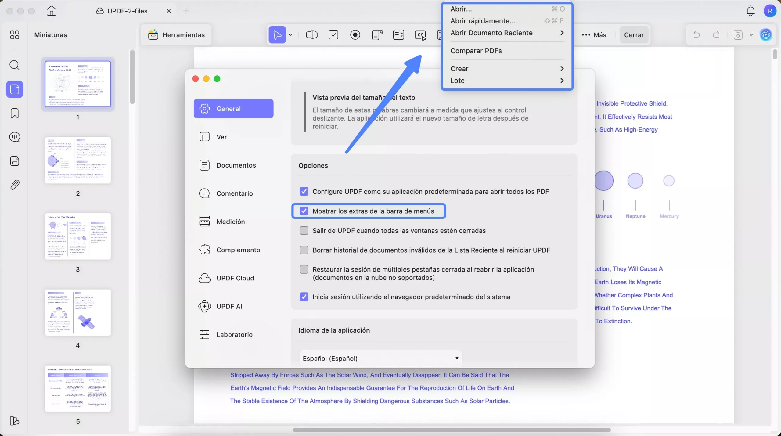 Configuración general para uPDF en Mac