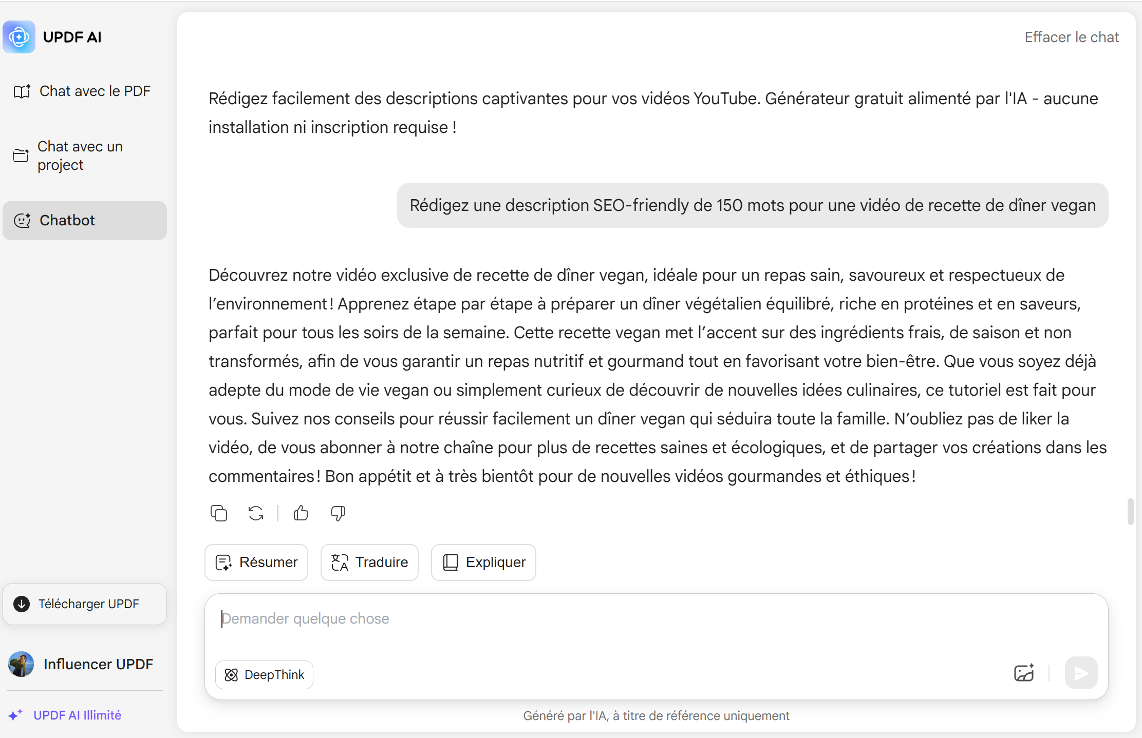 updf ai youtube description generator