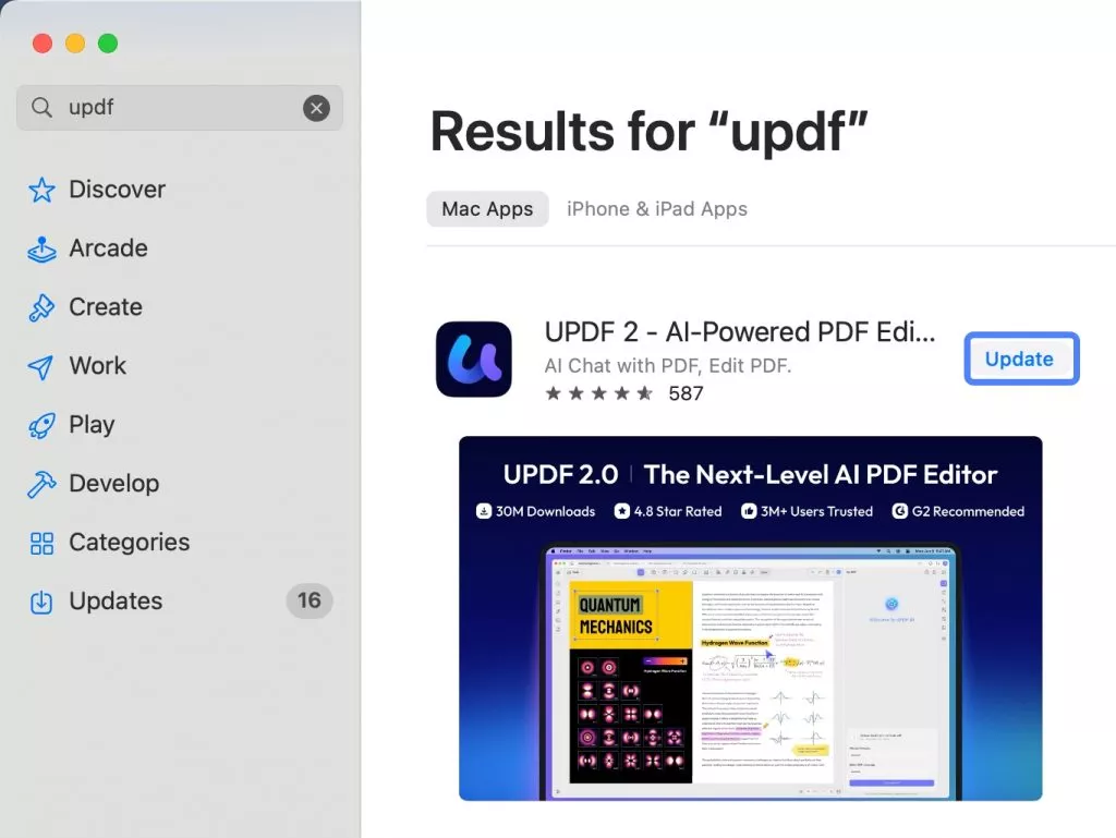Obtén UPDF en la App Store de Mac