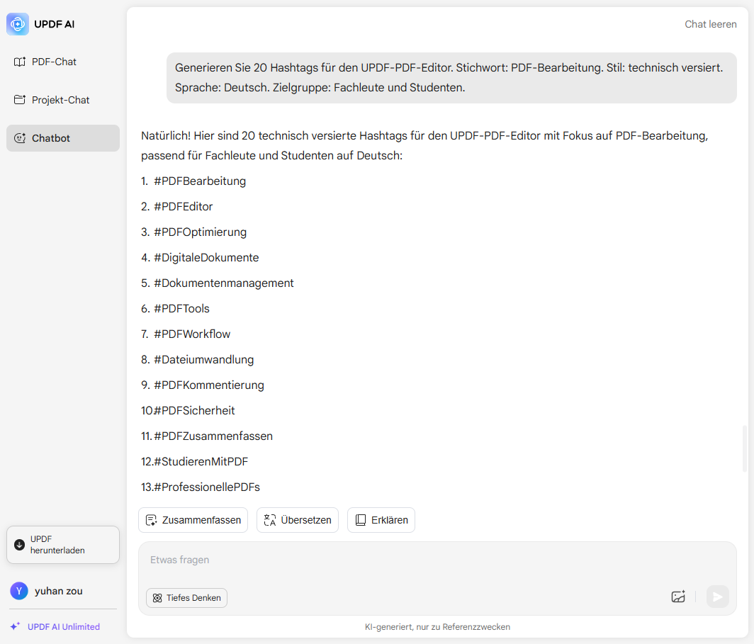 UPDF AI Hashtag-Generator