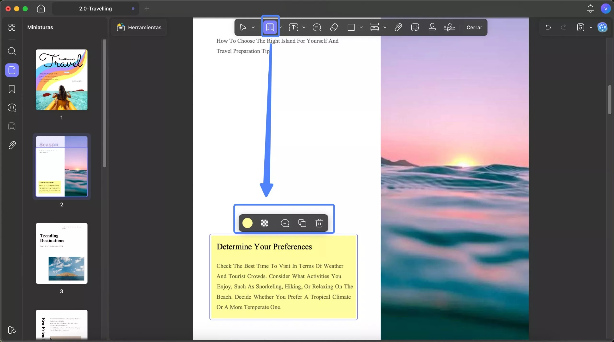 Resaltar un área en un PDF con UPDF en Mac