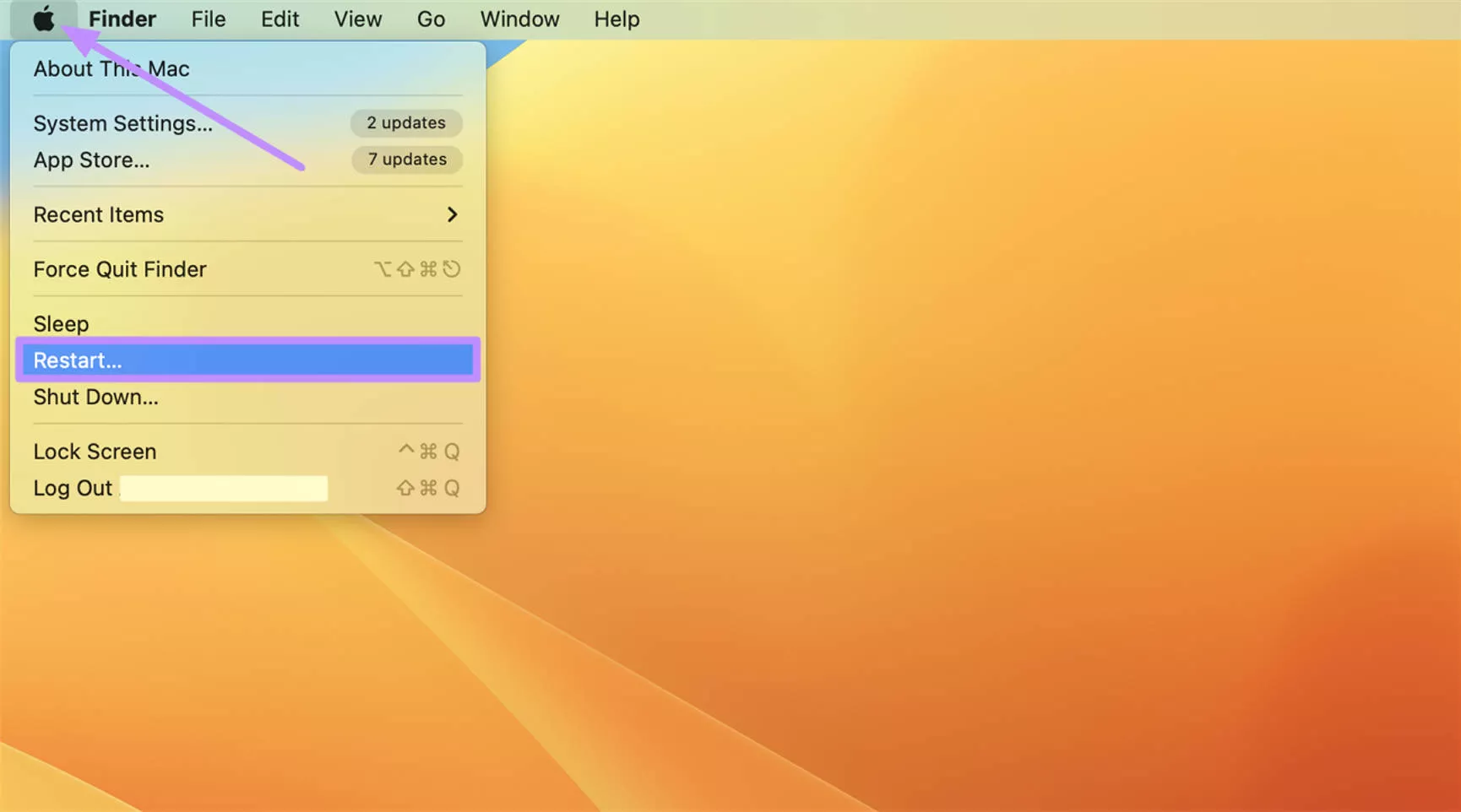  hit the restart option mac