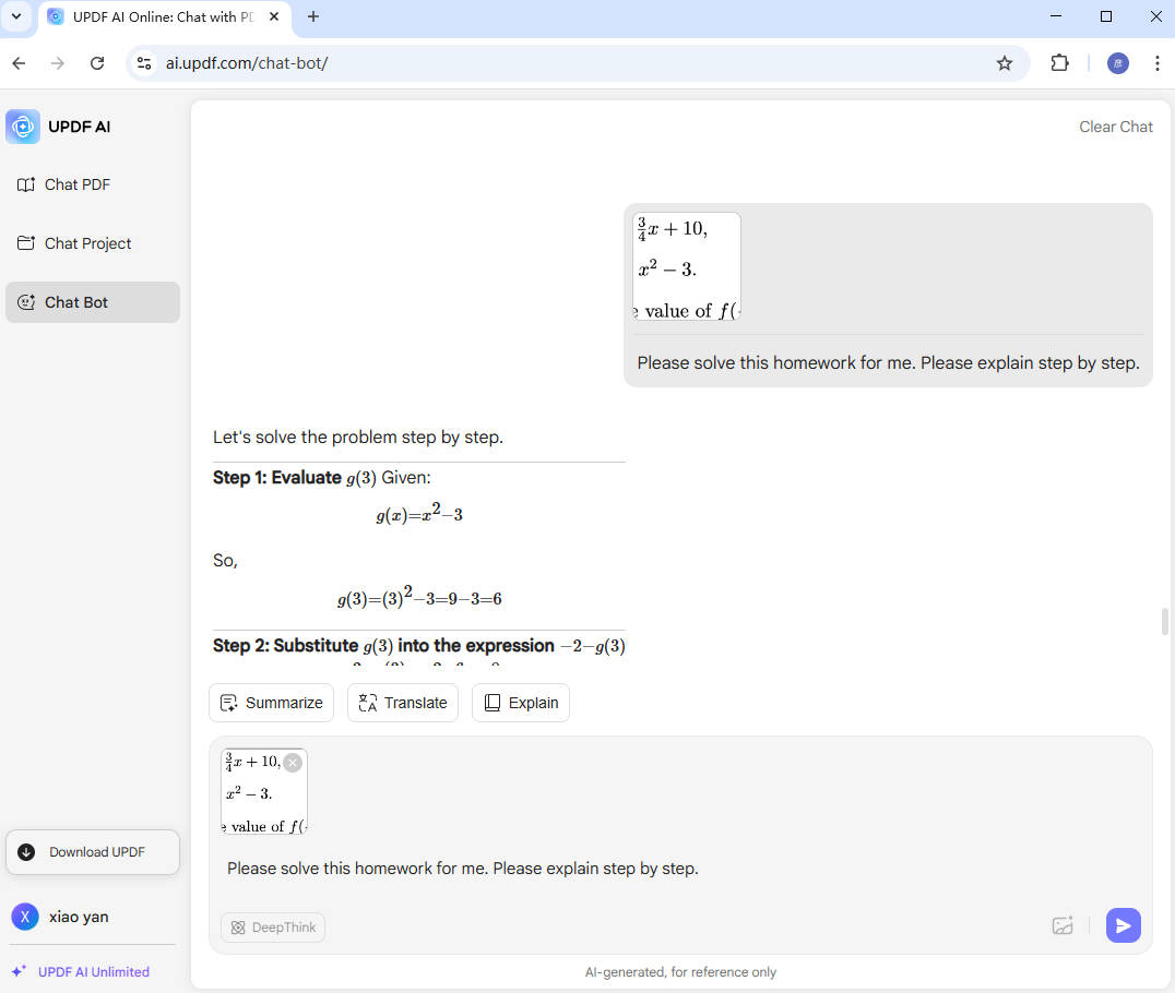 UPDF AI homework helper