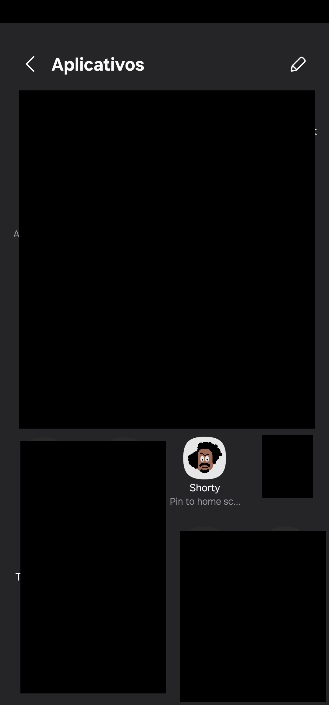 selecione o aplicativo shorty para compartilhamento