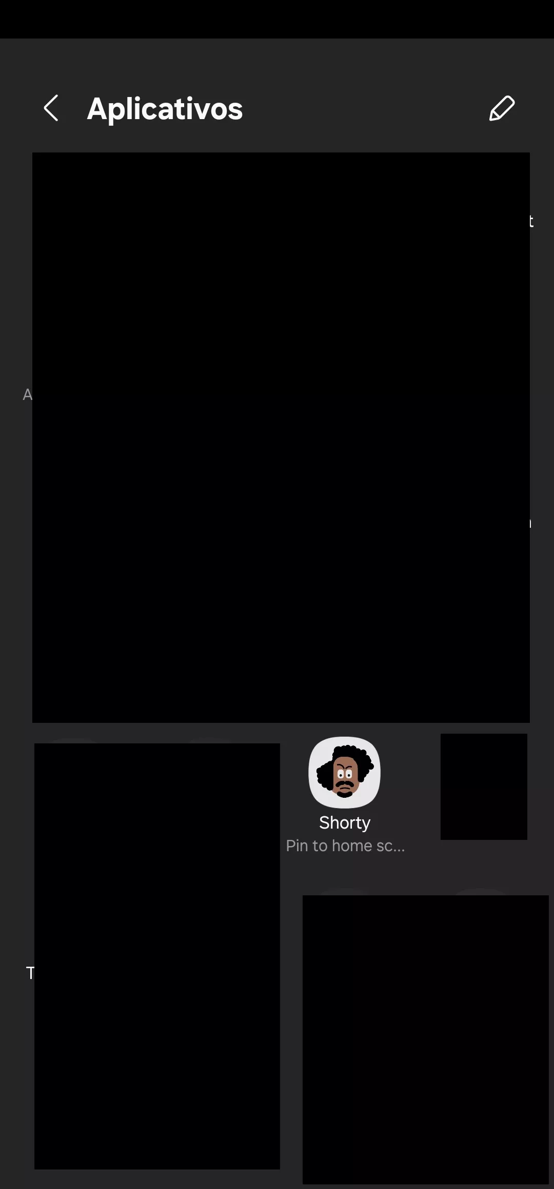 selecione o aplicativo shorty para compartilhamento