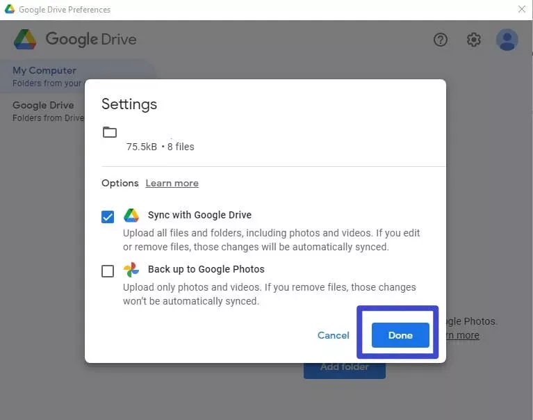 與 Google 雲端硬碟同步