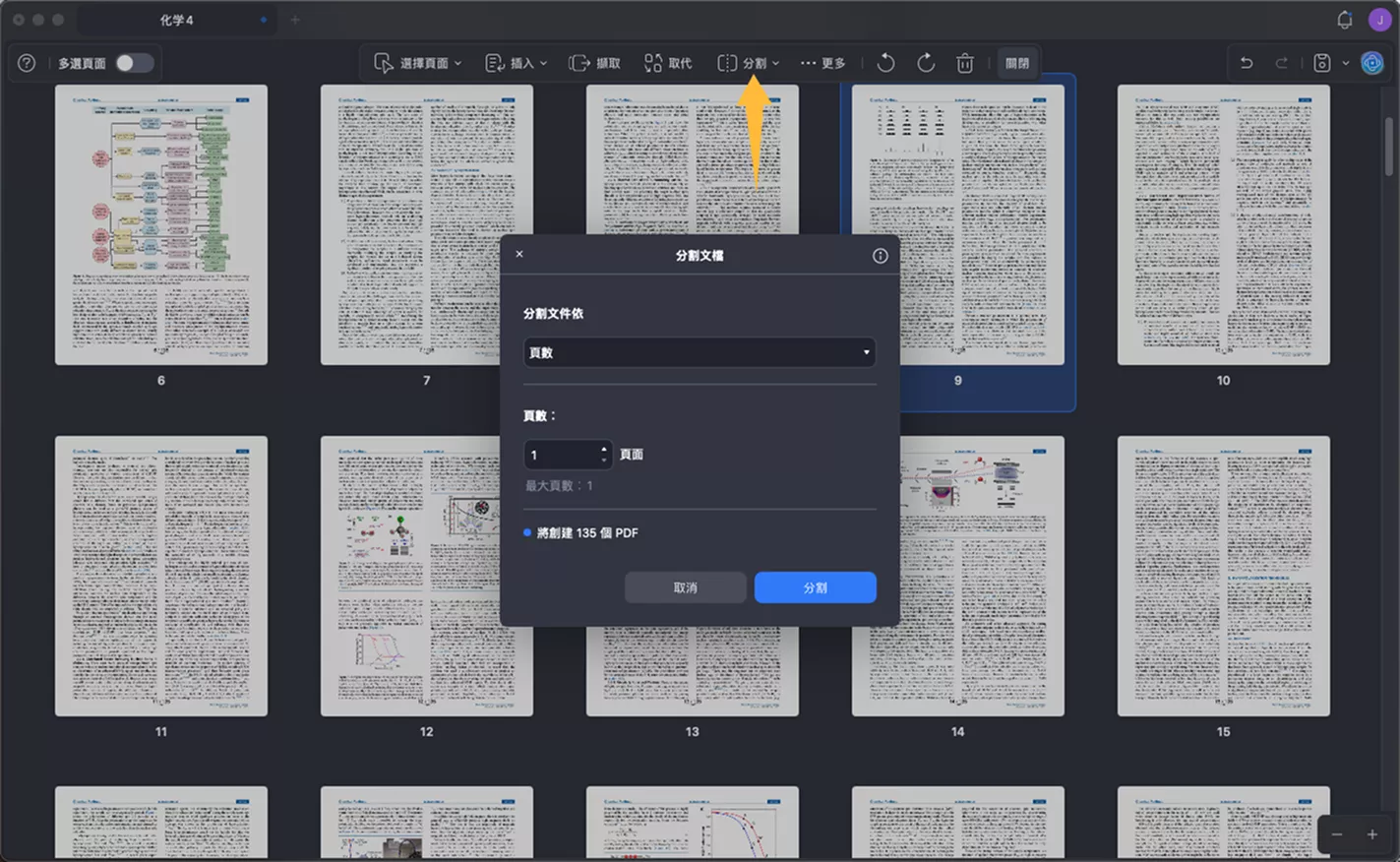 拆分 PDF 頁面