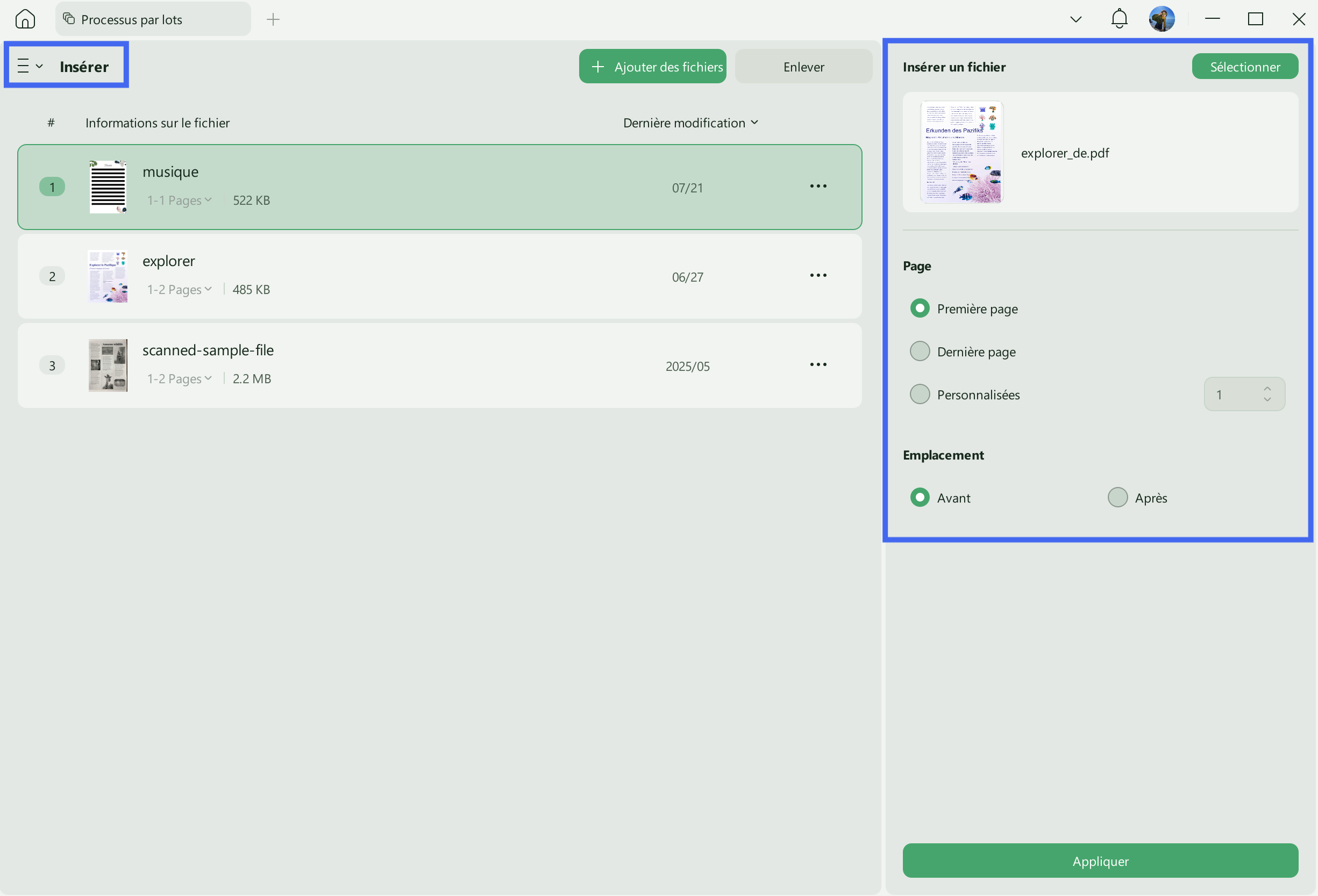 Merge PDF online insert file