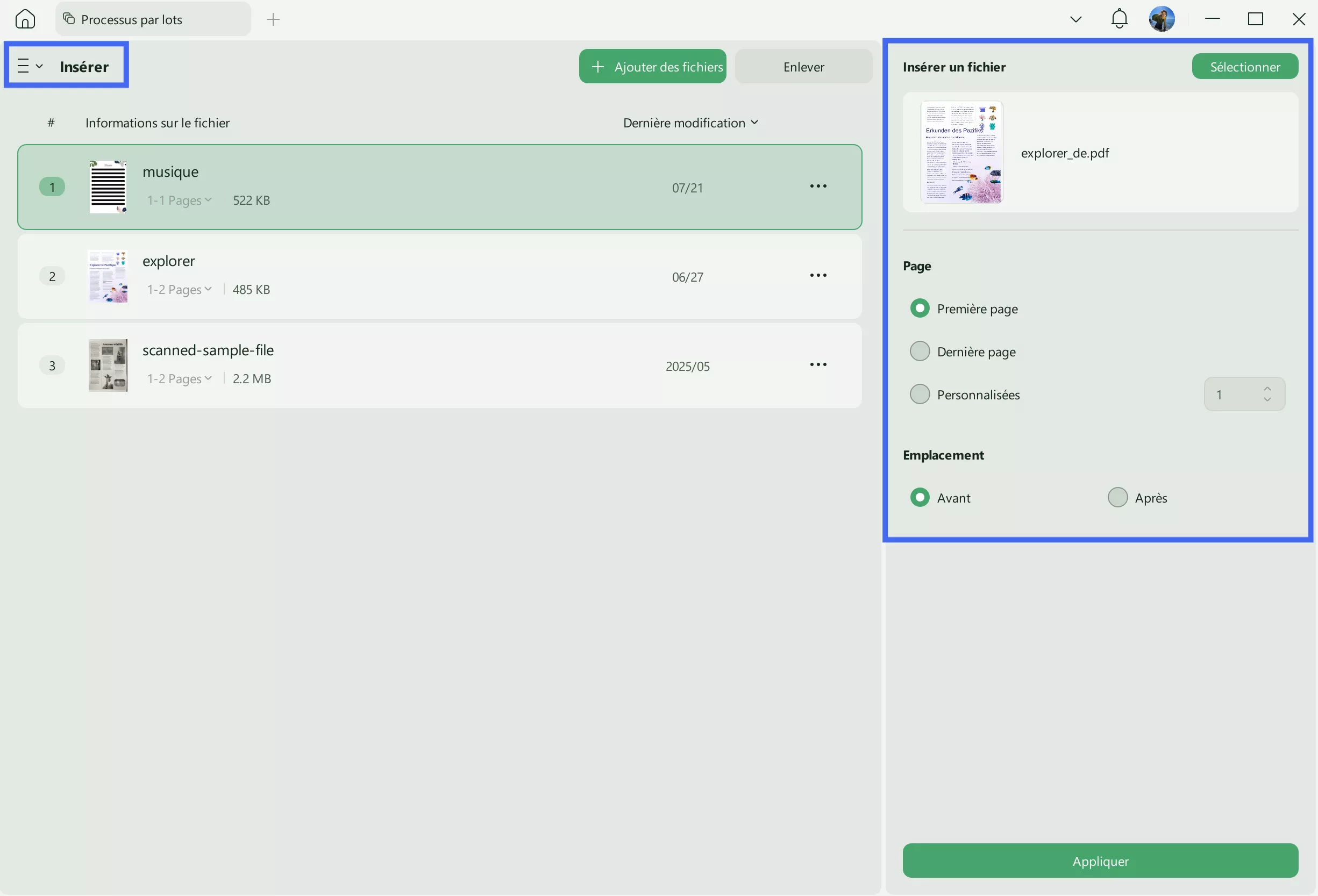 Merge PDF online insert file