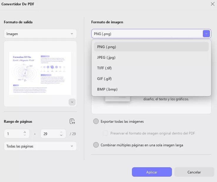 Configuración de diseño para conversión de imágenes updf windows 2.