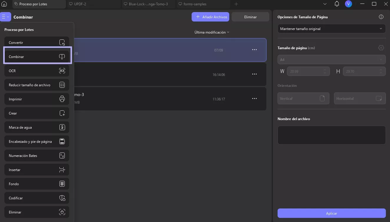 Localizar la opción de combinación de lotes UPDF en Windows 2