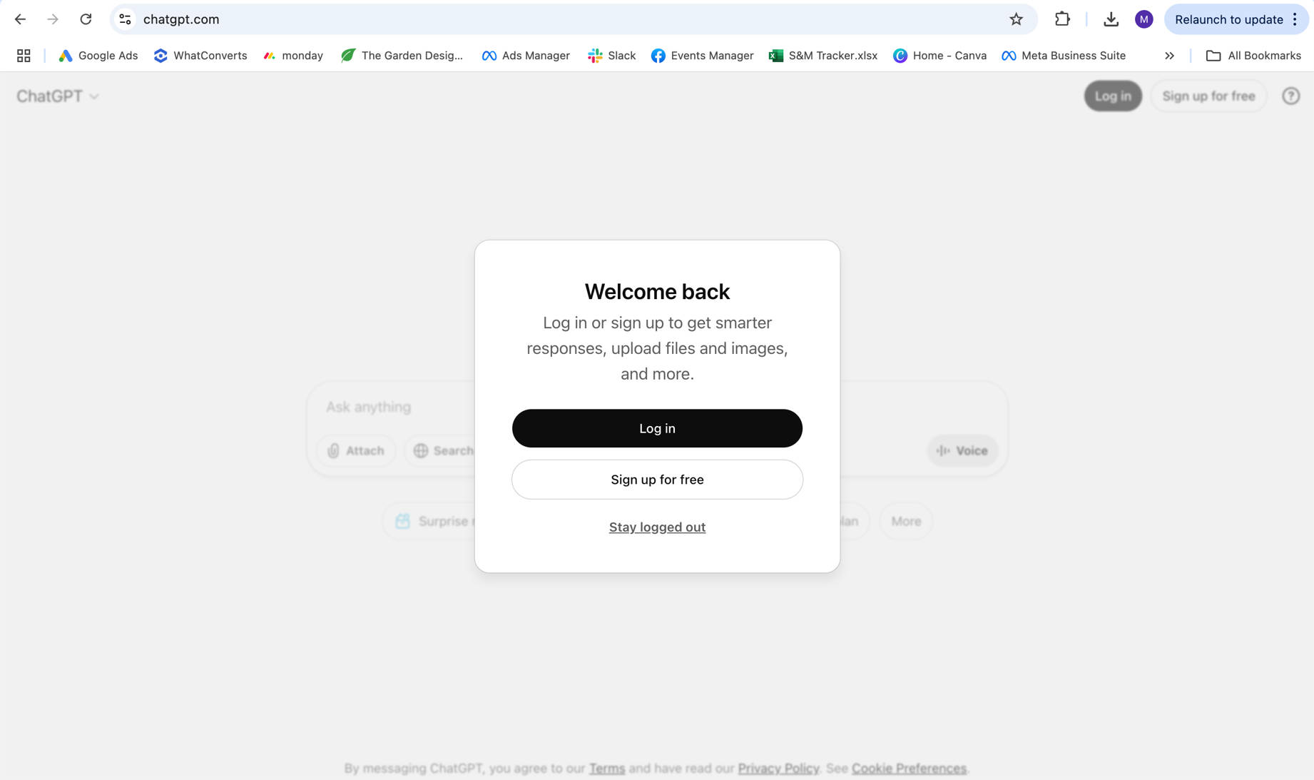 log in chatgpt again