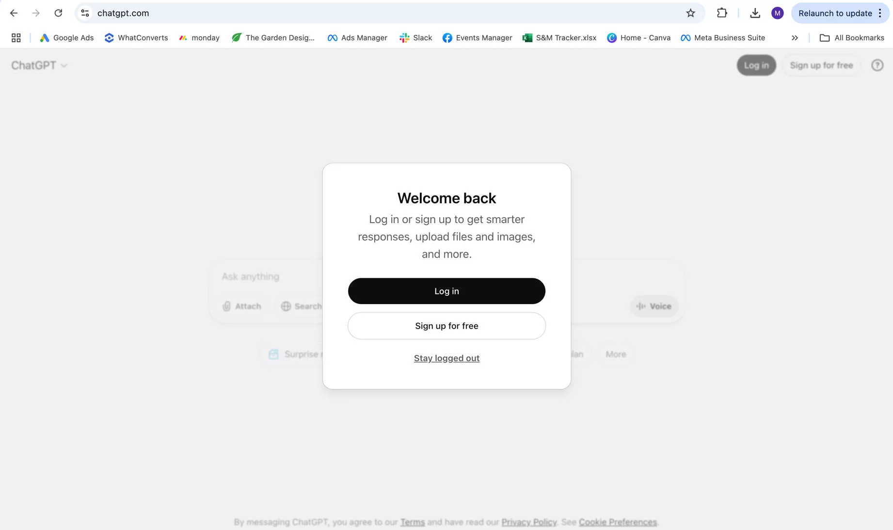 log in chatgpt again