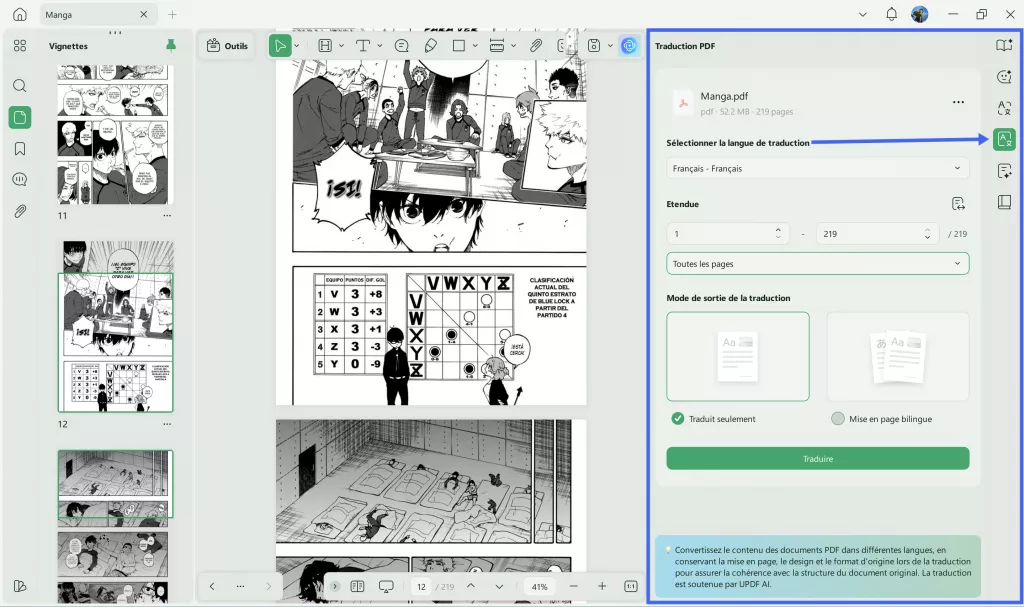 ouvrir le mode de traduction PDF UPDF Windows