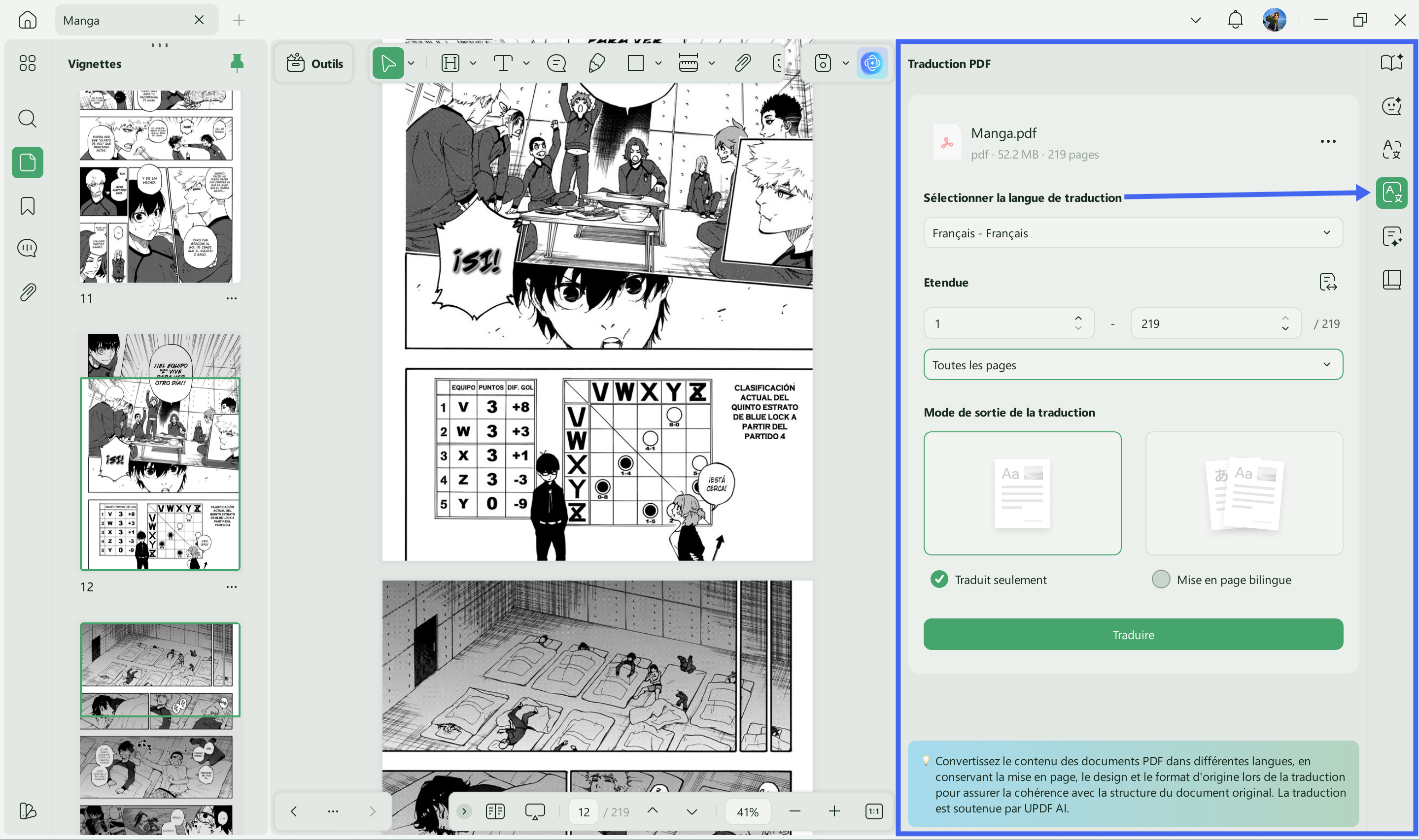 traduire des bandes dessinées avec updf ai