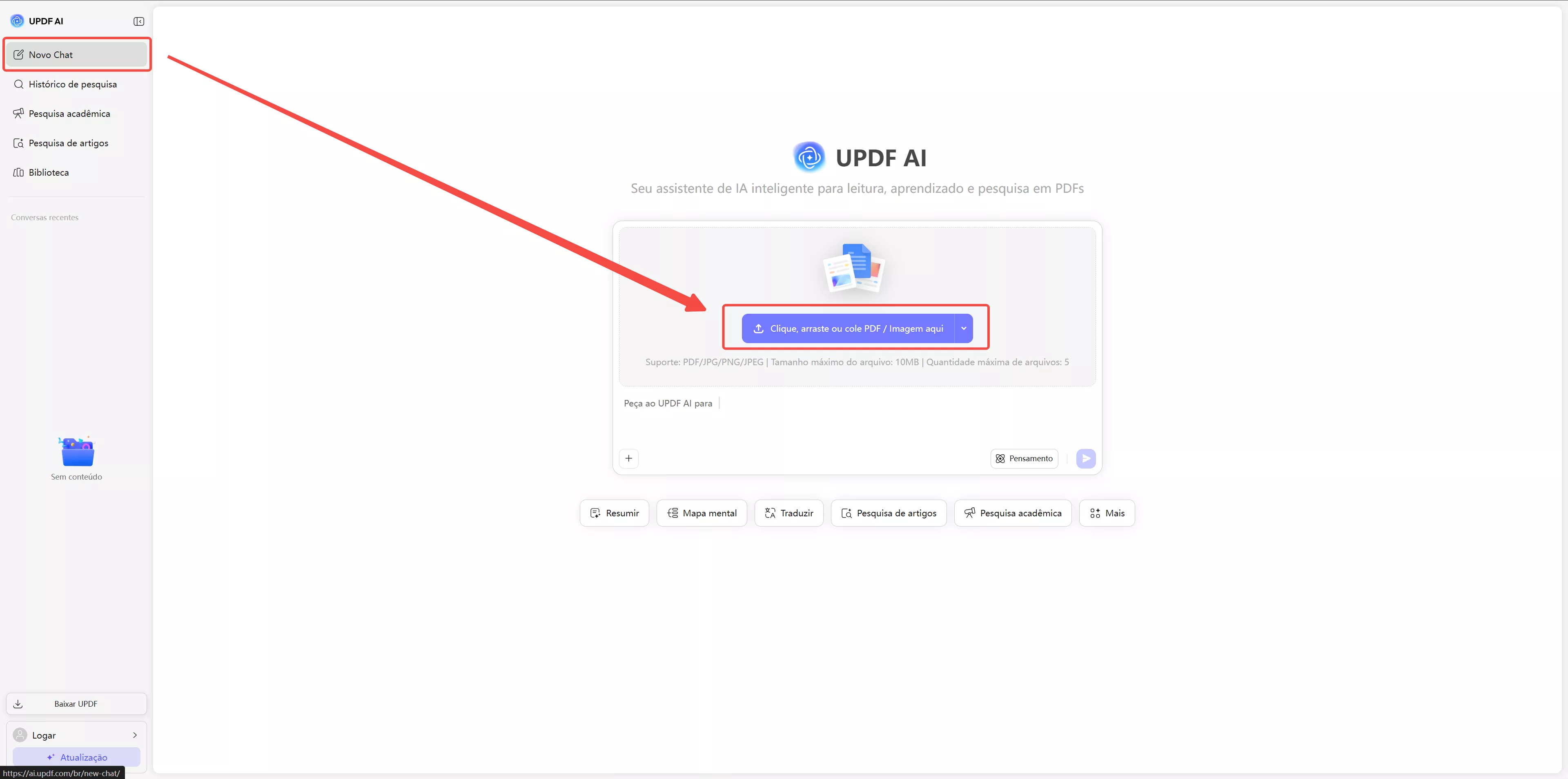 novo chat do updf ai online
