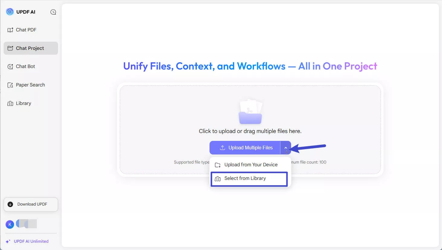 open file in chat project
