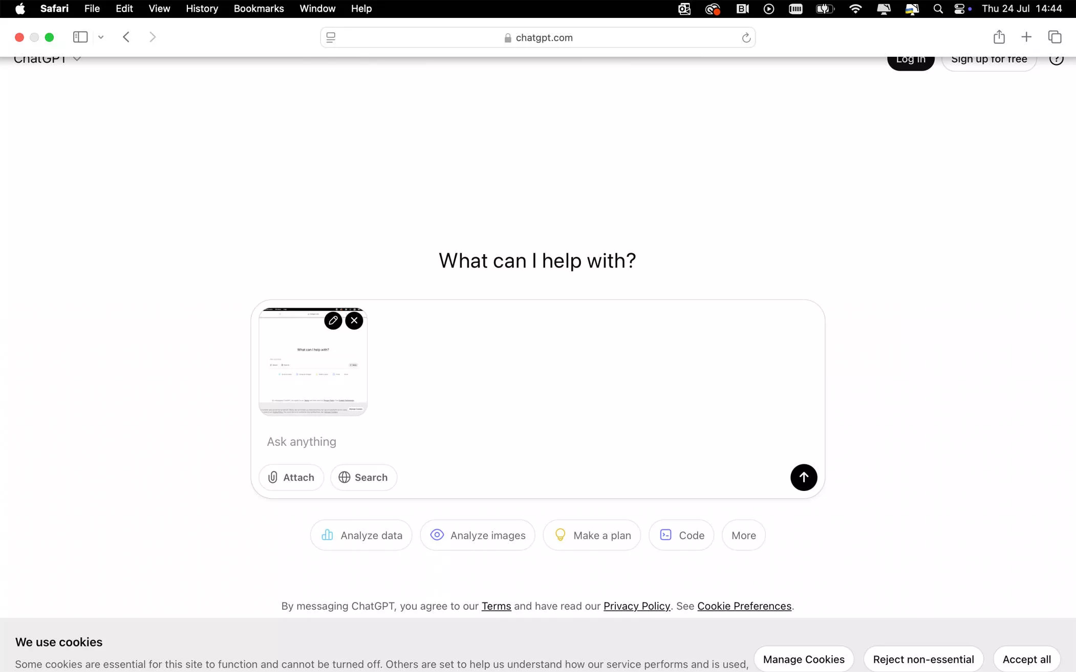open the chatgpt with safari