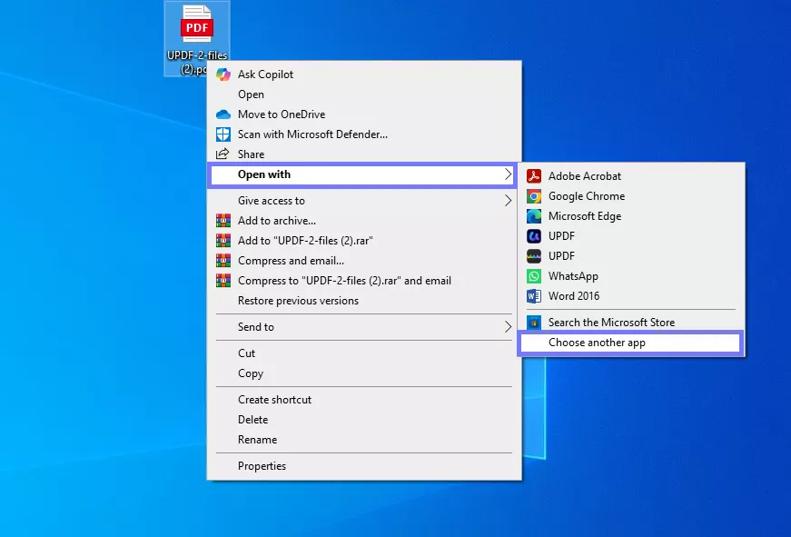 open the choose another app option windows