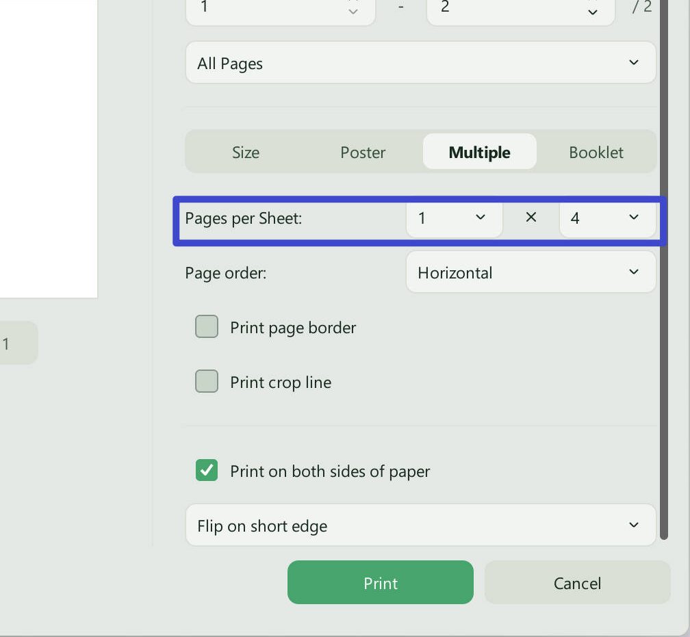 pdf multiple pages per sheet make pdf with 4 pages