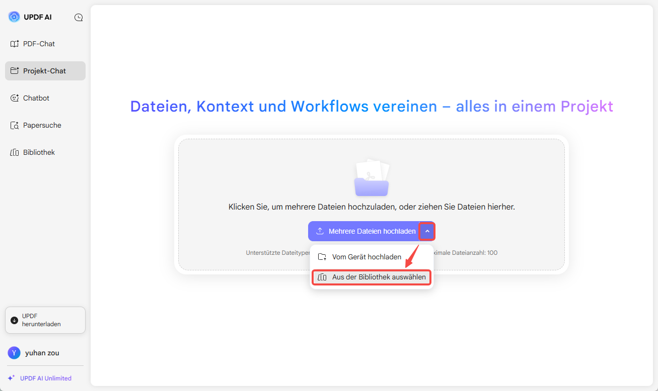 Datei im Chatprojekt öffnen
