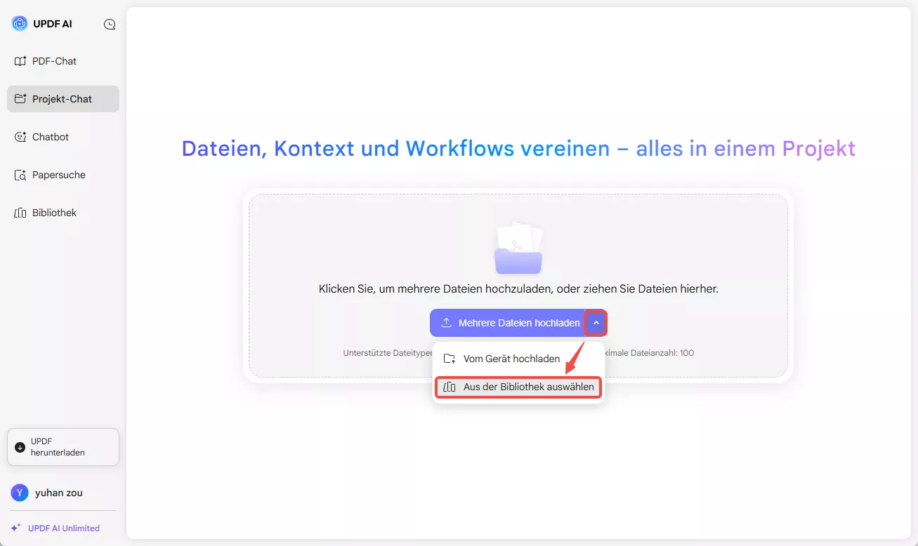 Datei im Chatprojekt öffnen