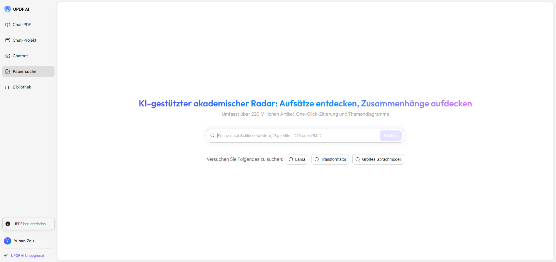 Schnittstelle zur Papiersuche