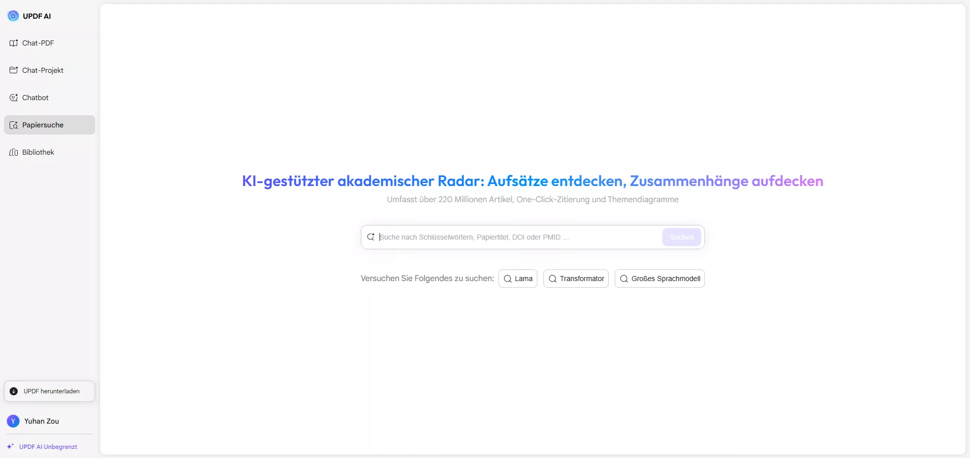 Schnittstelle zur Papiersuche