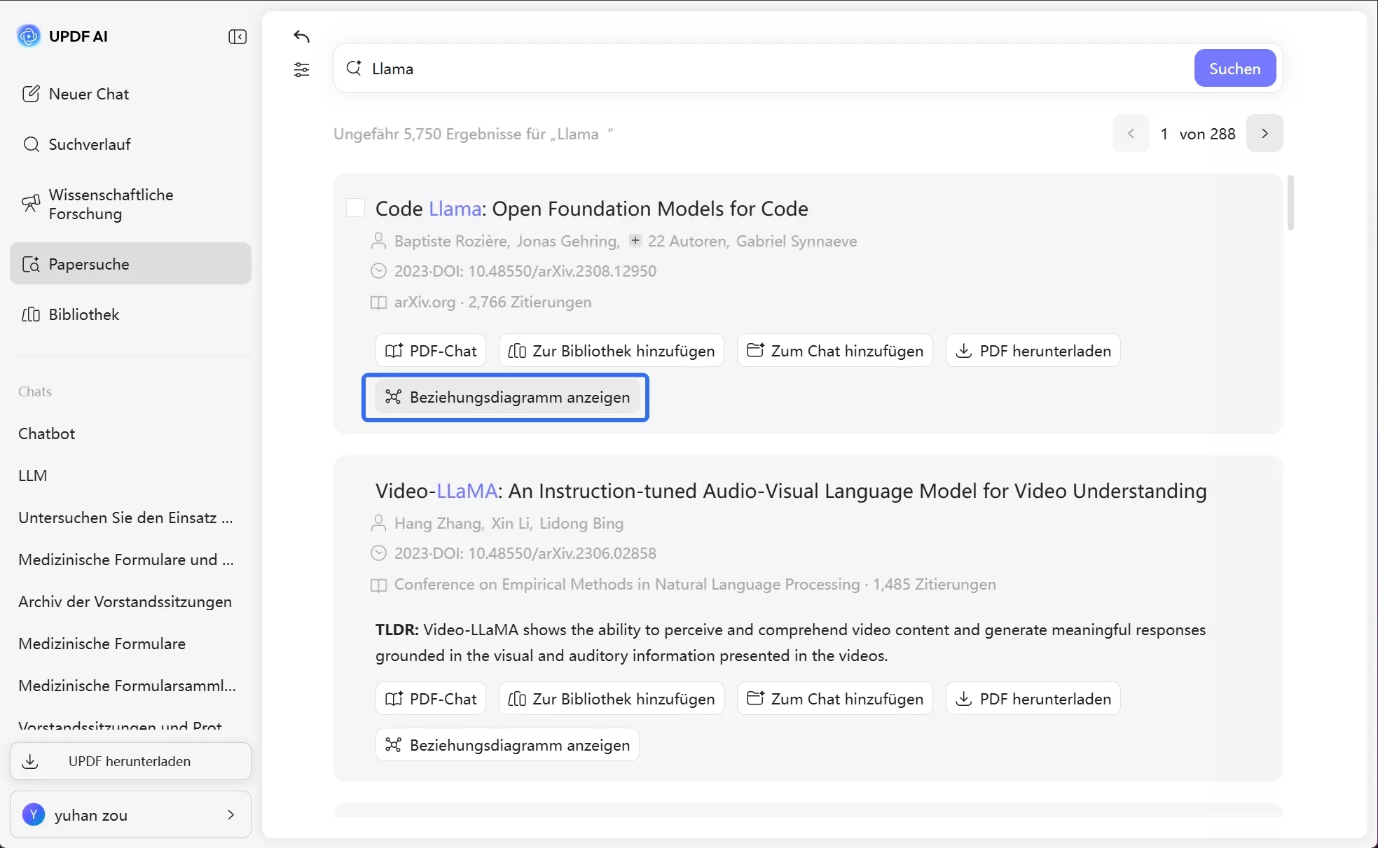 auf die Schaltfläche „Beziehungsdiagramm anzeigen“ klicken
