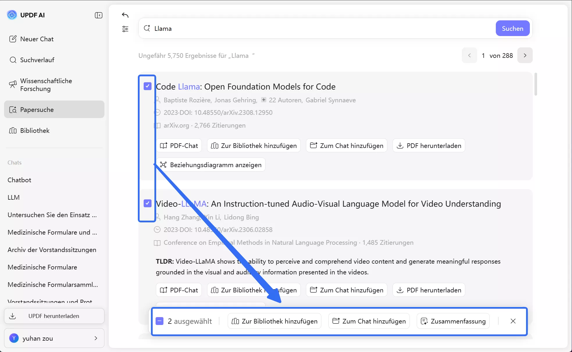 Wählen Sie mehrere Dokumente aus und handeln Sie sofort