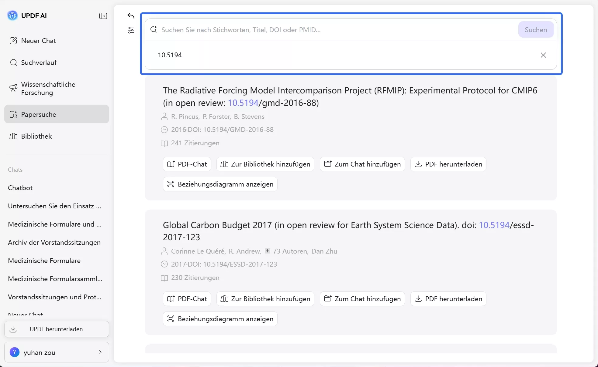 Schlüsselwörter, Titel von Publikationen oder eine DOI bzw. PMID eingeben