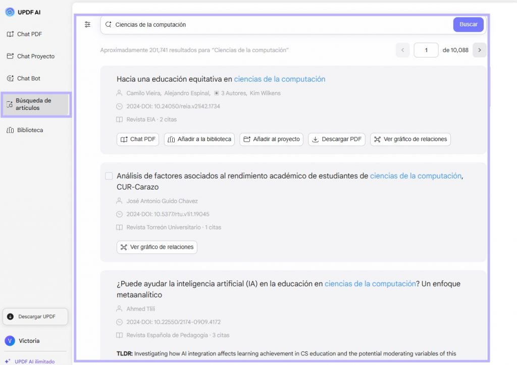 búsqueda de artículos updf ai en línea