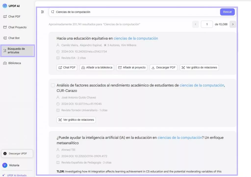 búsqueda de artículos updf ai en línea