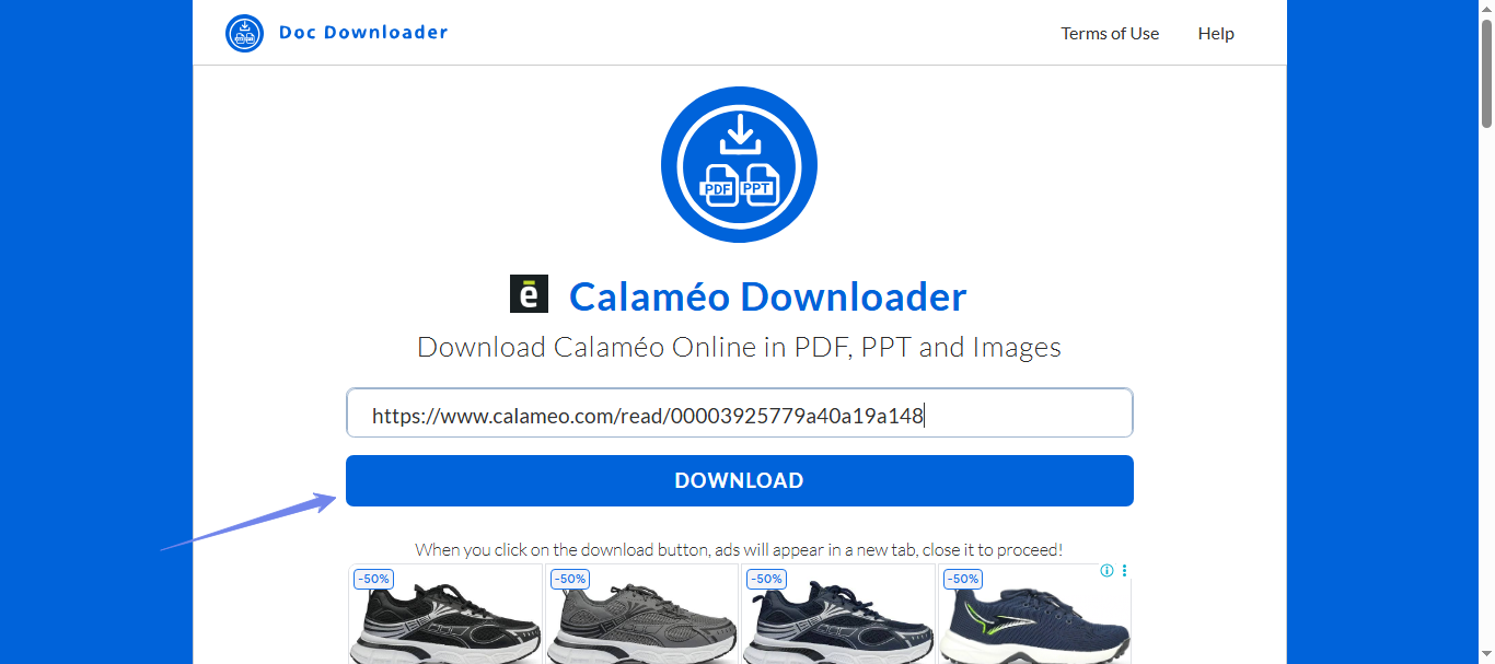 paste the link and click download mydocdownloader