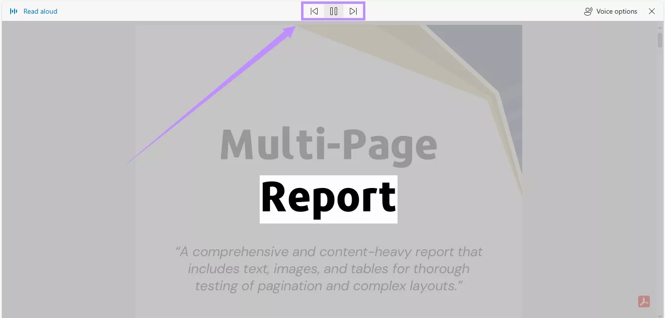 pdf playback controls in edge