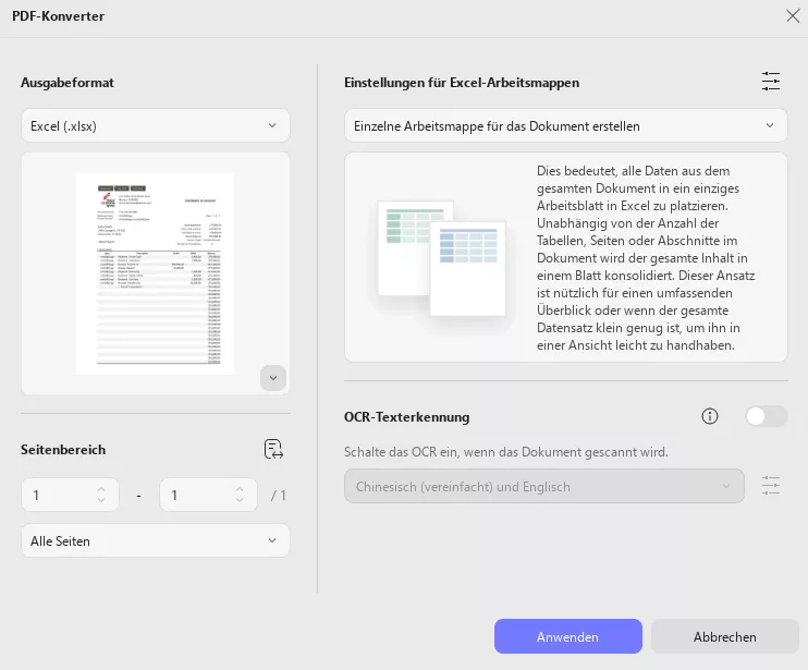 PDF in Excel Popup-Fenster