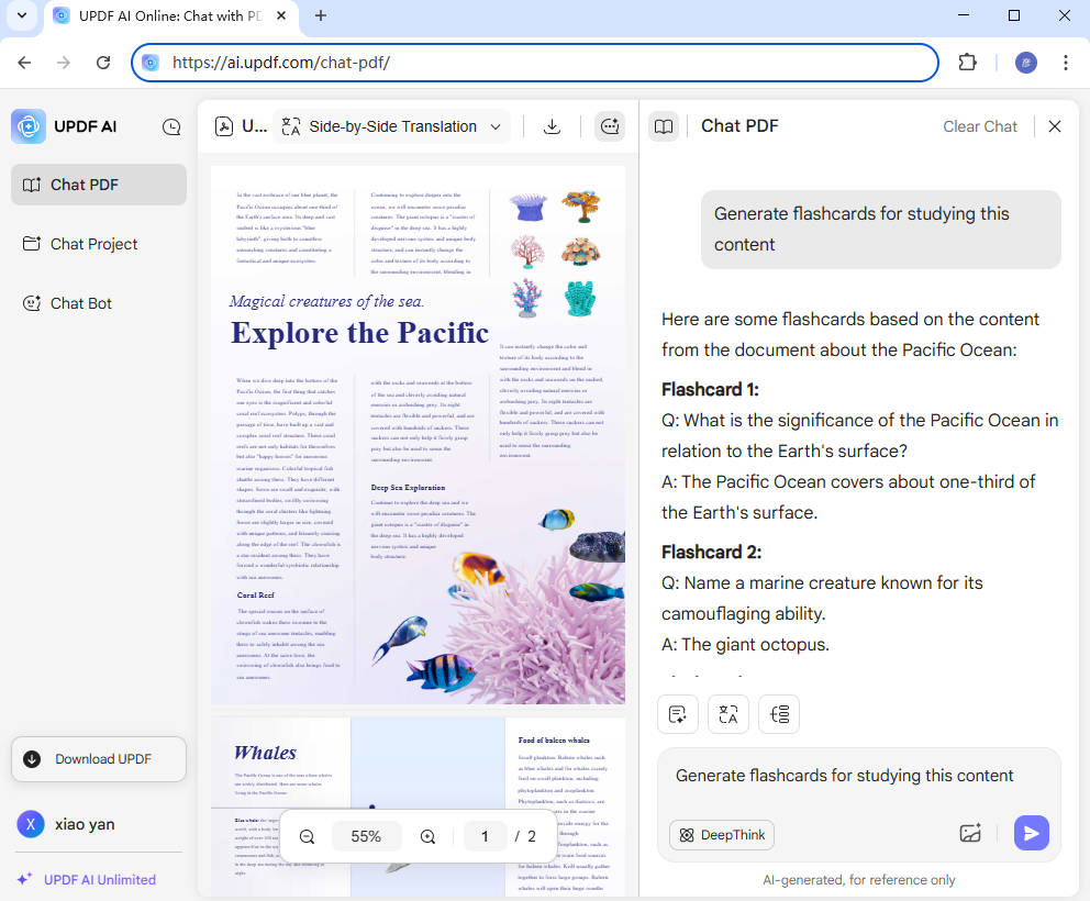 UPDF AI convert pdf to flashcard